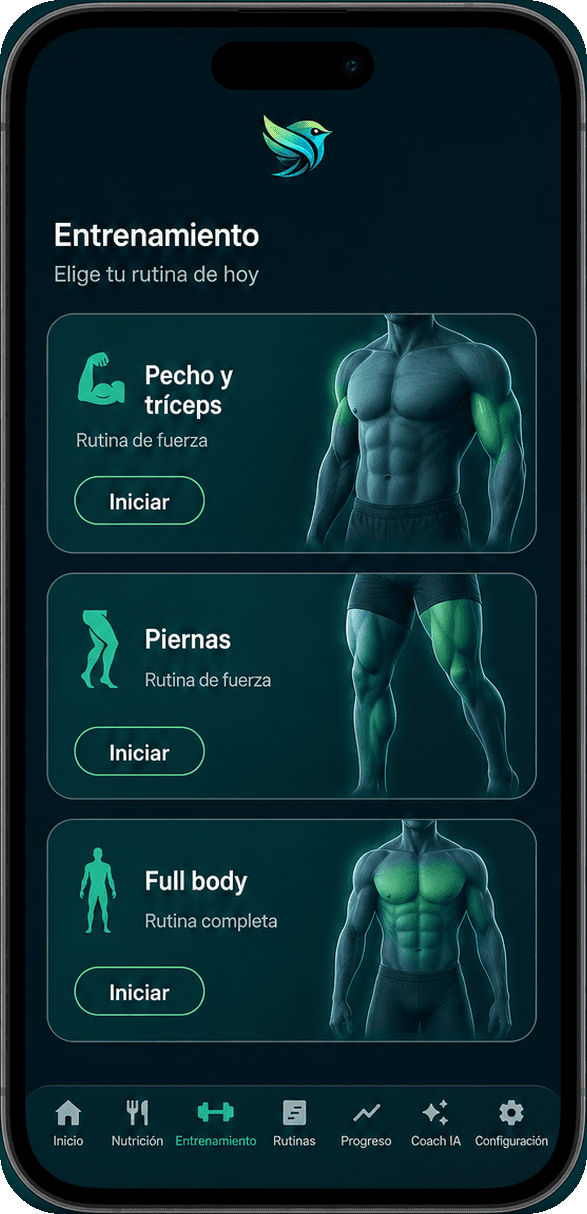 Sesión de entrenamiento con series y repeticiones
